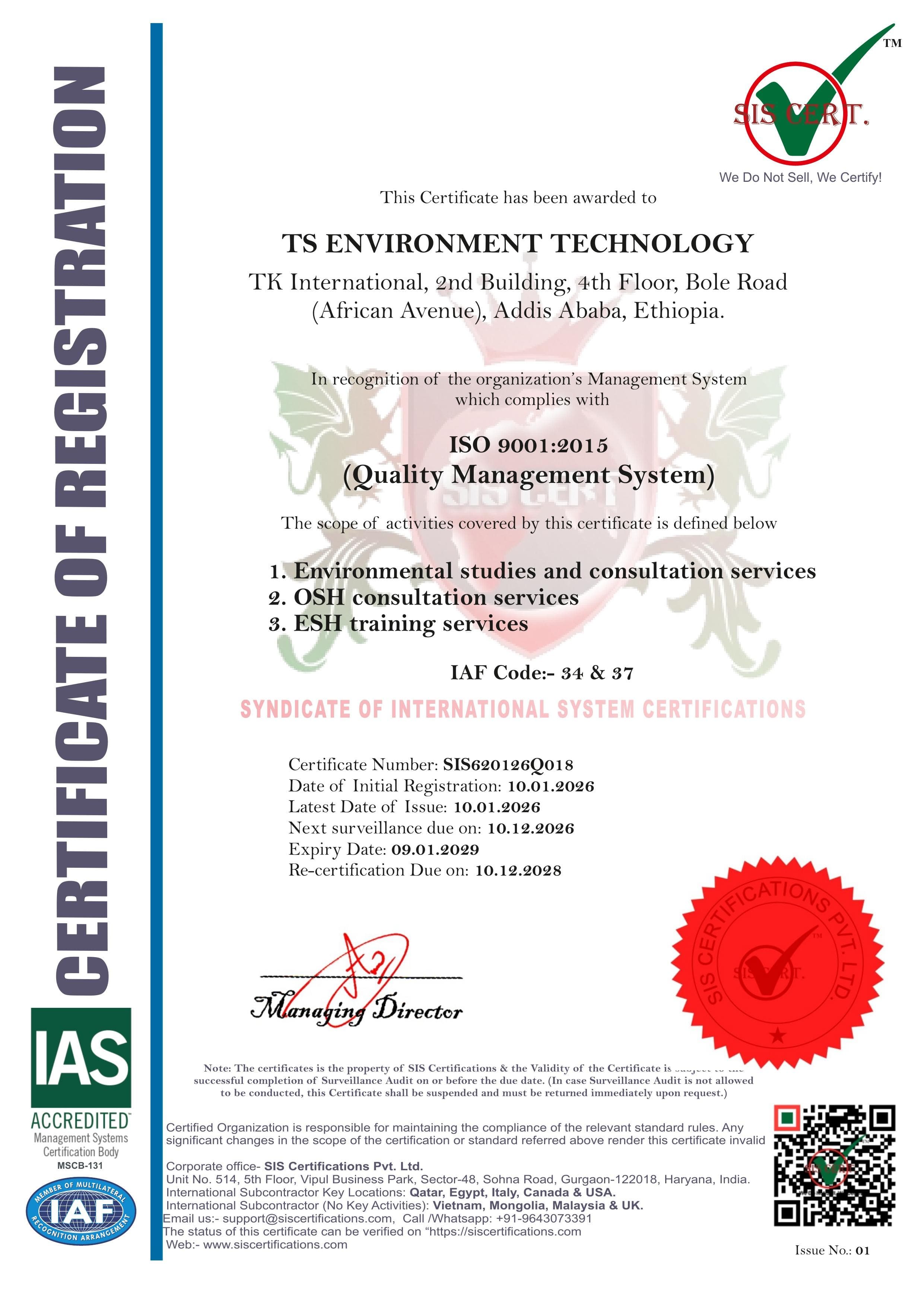 ISO 9001:2015 Certificate